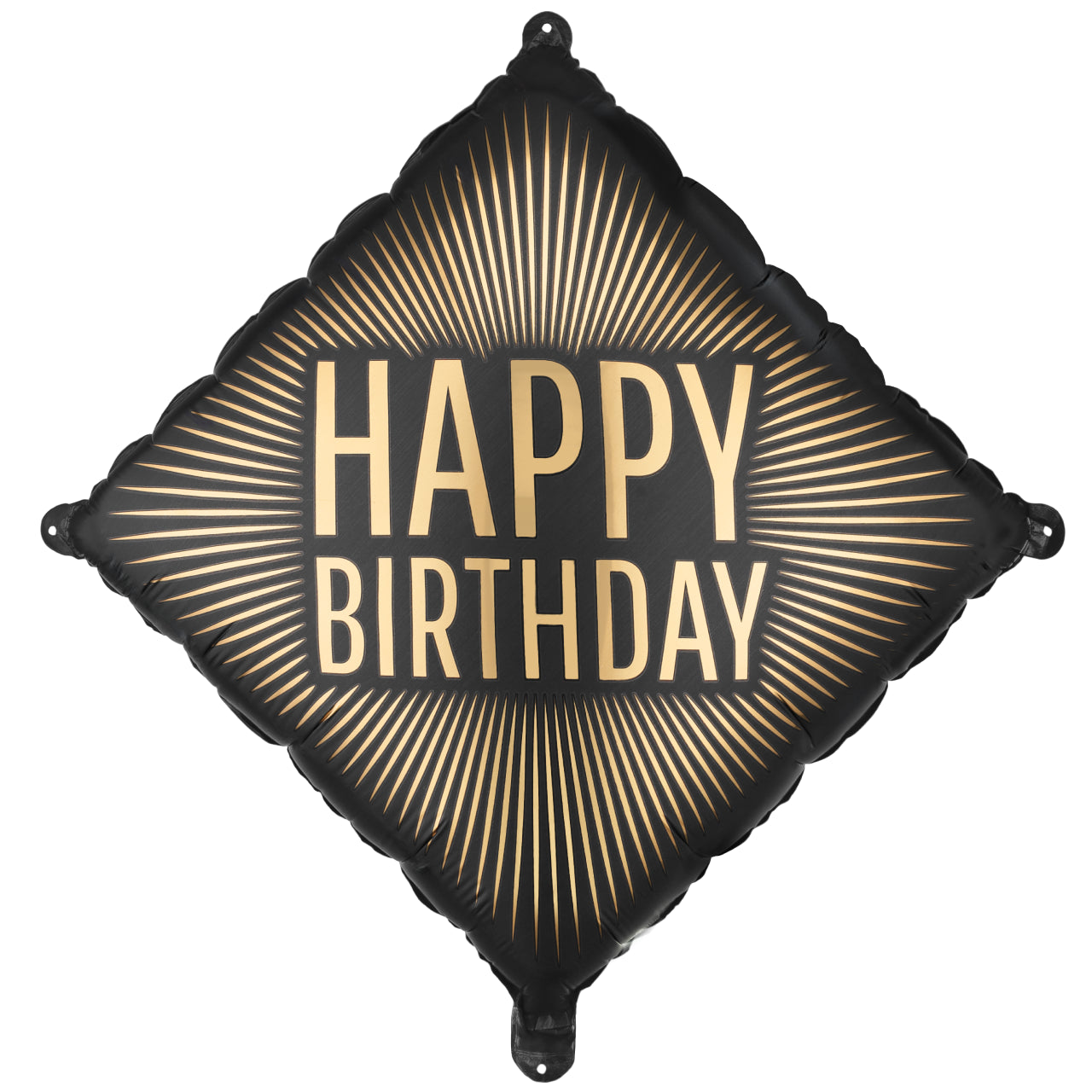 Square Black and Gold Happy Birthday Foil Helium Balloon