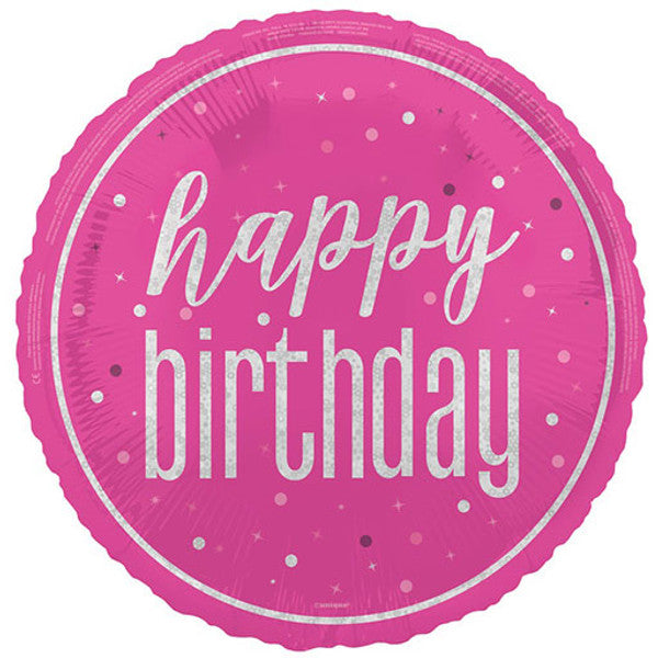 Happy Birthday Pink Glitz Foil Helium Balloon