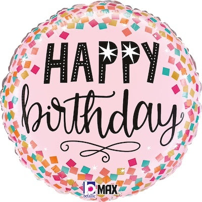 Happy birthday Square confetti Foil Helium Balloon