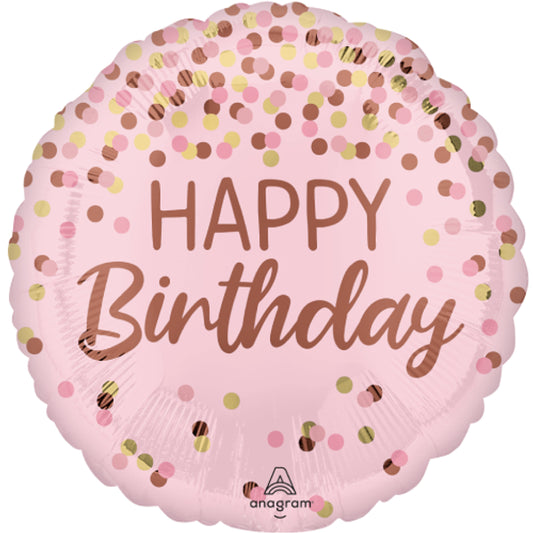 Pink Dotty Happy Birthday Foil Helium Balloon