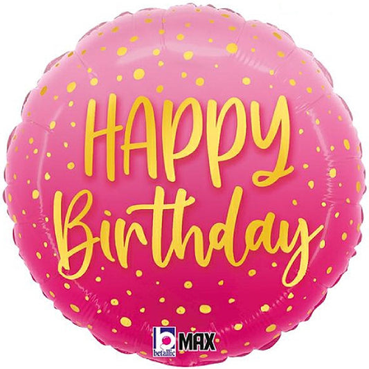 Pink & Gold Happy birthday Helium Balloon