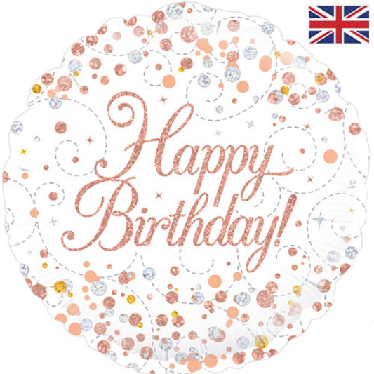 Rose Gold Fizz Happy Birthday Helium balloon