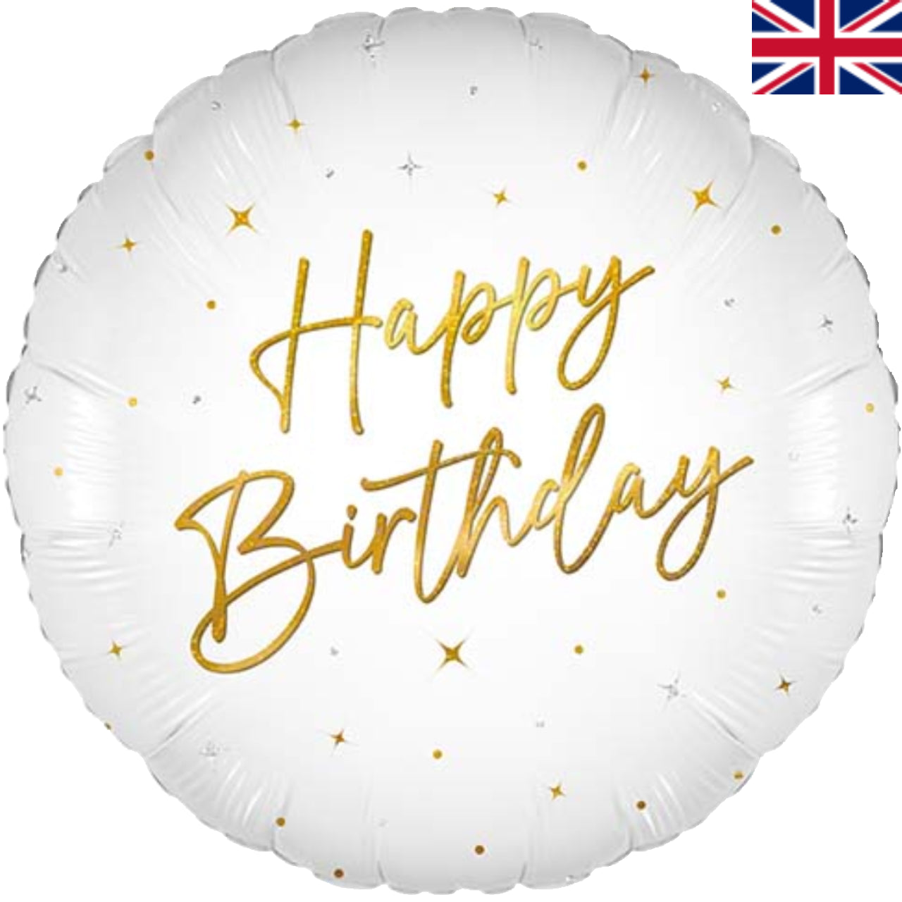 White & Gold Happy Birthday Foil Helium Balloon