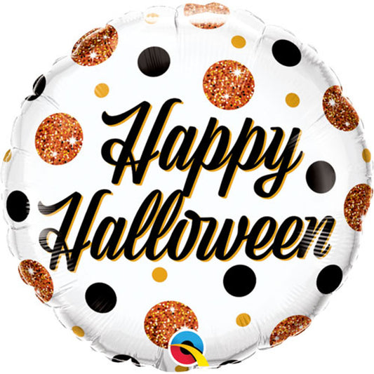 White Happy Halloween Foil Helium Balloon