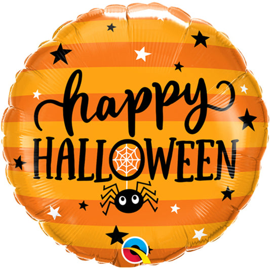Orange Striped Happy Halloween Foil Helium Balloon