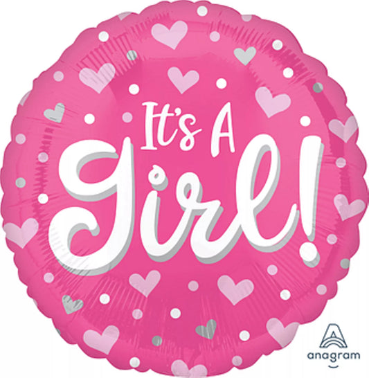 It's a Girl heart design Foil Helium Balloon