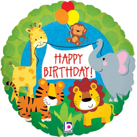 Jungle Happy Birthday Foil Helium Balloon