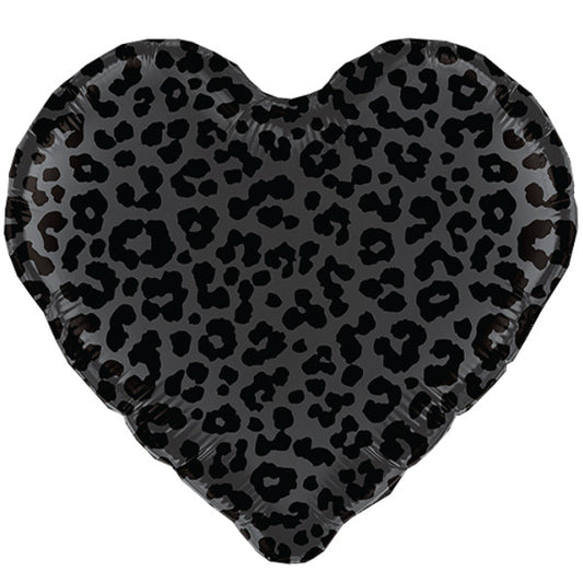 Black Leopard Print Heart Shaped Helium Balloon