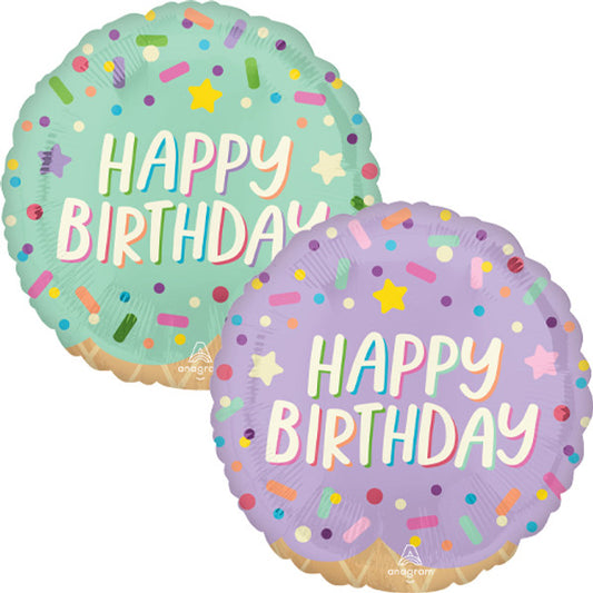 Lilac/Mint green Happy Birthday Helium balloon
