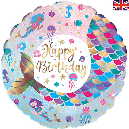 Mermaid Happy Birthday Helium Balloon