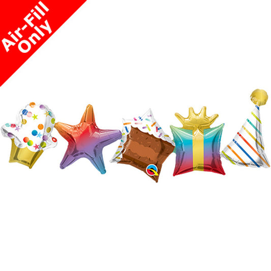 Multi-coloured Garland Balloon Air Fill Only