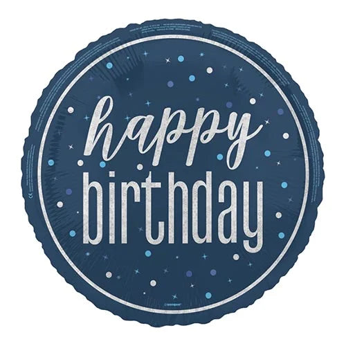 Navy and Silver Happy Birthday Foil Helium Balloon