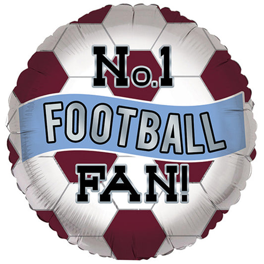 No 1 Football Fan Helium Balloon (claret and blue)