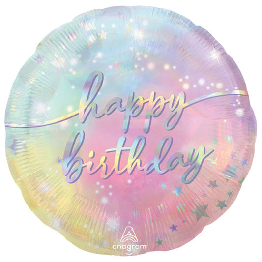 Silver and Pastels Happy Birthday Helium Balloon