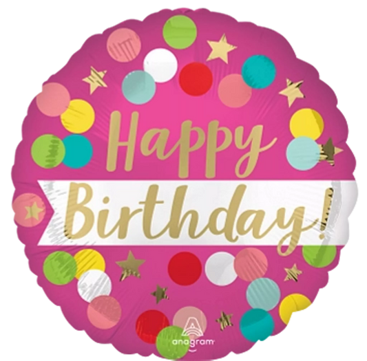 Bold Pink Happy Birthday Foil Helium Balloon