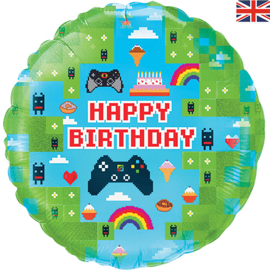 Pixel Gaming Happy Birthday Helium Balloon