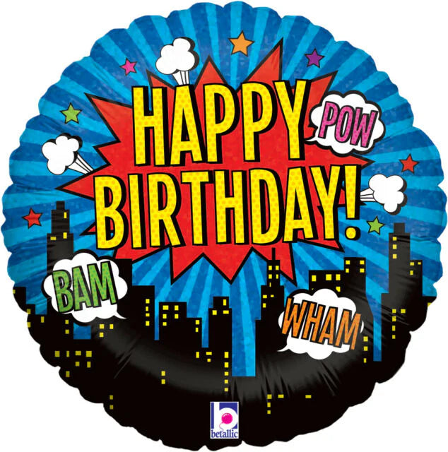 Happy Birthday Comic Book Style Foil Helium Balloon