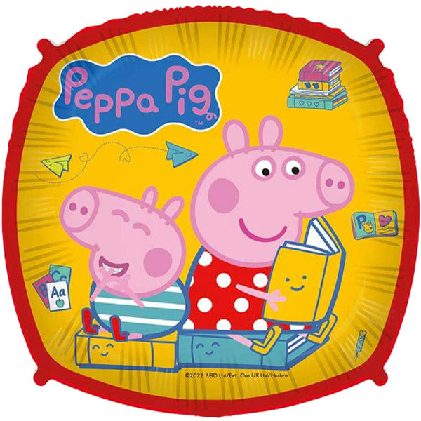Peppa Pig & George reading Square Foil helium balloon