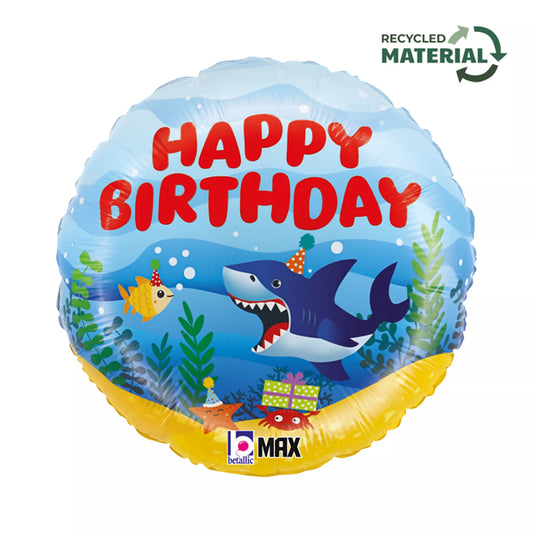 Shark Happy Birthday Foil helium balloon