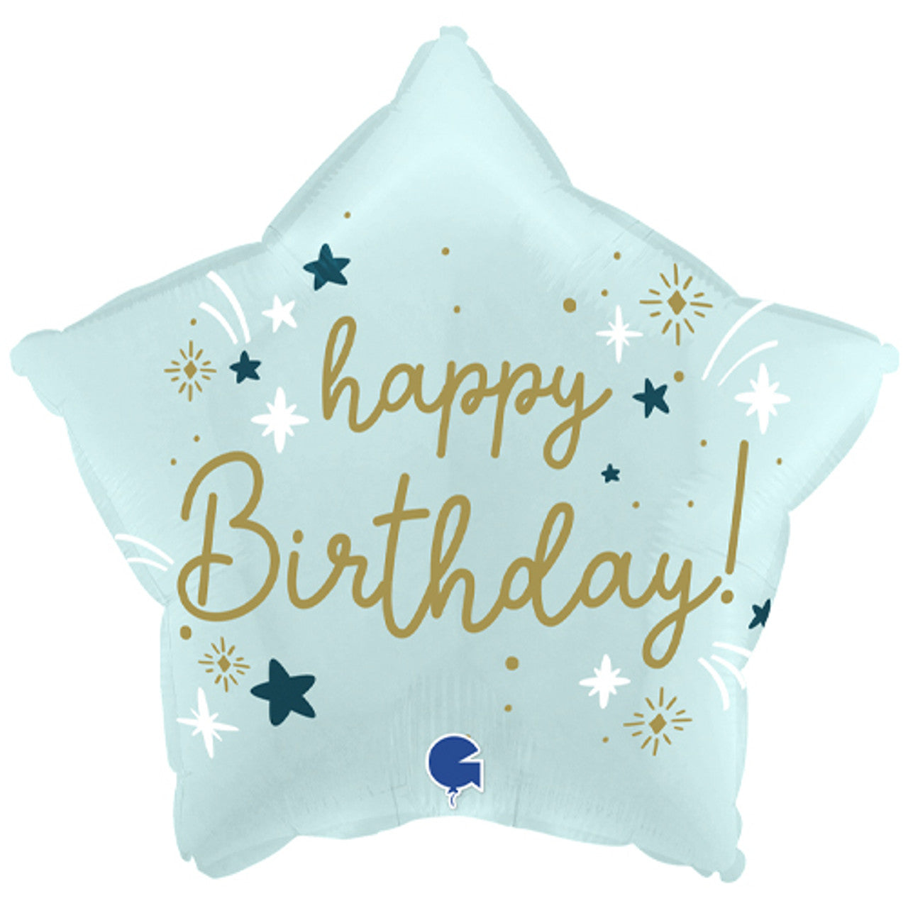 Blue Star Happy Birthday Foil Helium Balloon