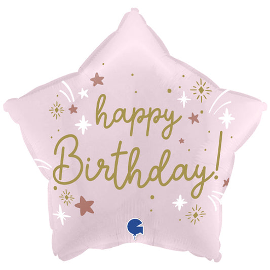 Pink Star Happy Birthday Foil Helium Balloon