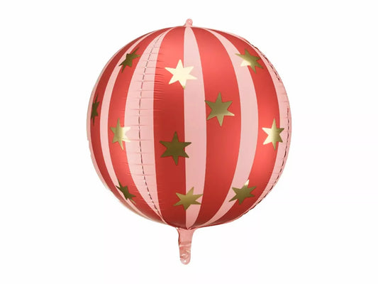 Starry red and pink striped round Foil Balloon