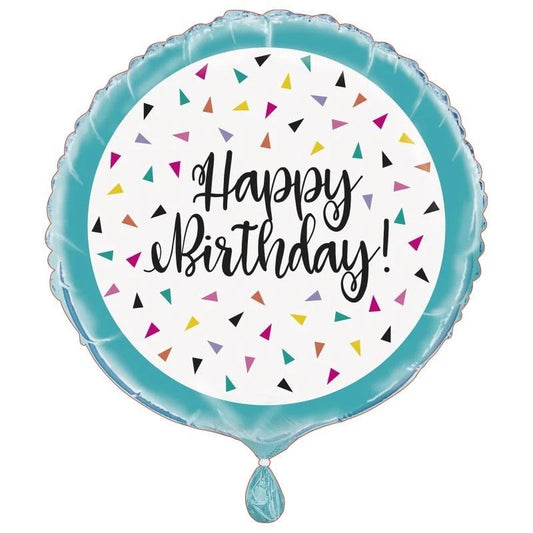 Turquoise Confetti Happy Birthday Foil Helium Balloon