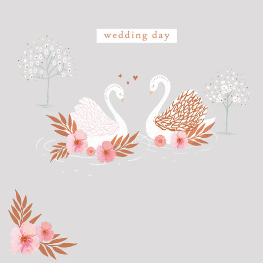 Wedding Day Swans Celebration Card